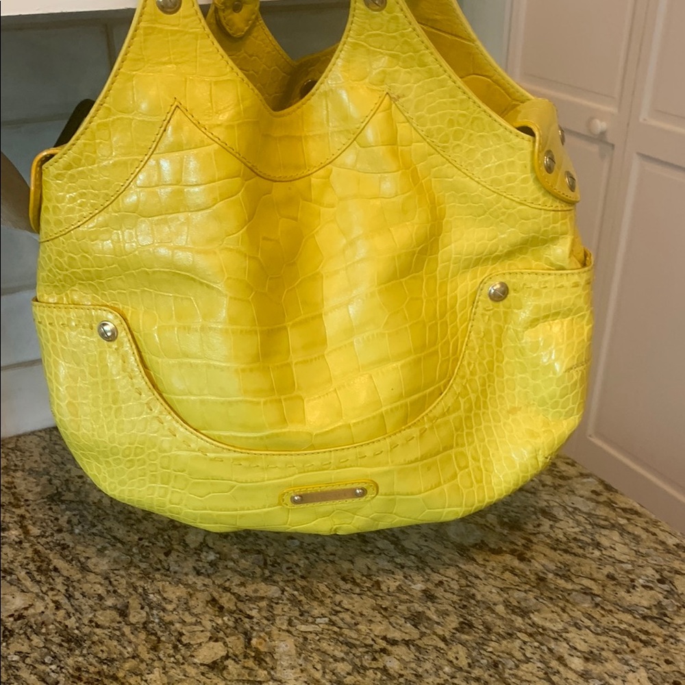 Yellow Croc-Embossed leather Versace bag